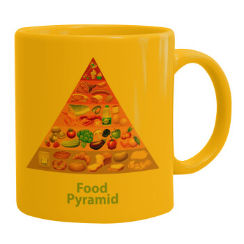 Food pyramid chart, Ceramic coffee mug yellow, 330ml