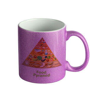 Διατροφική πυραμίδα, Κούπα Μωβ Glitter που γυαλίζει, κεραμική, 330ml