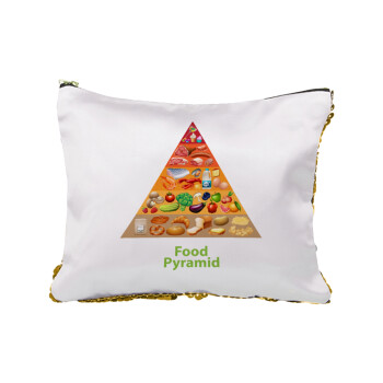 Food pyramid chart, Sequin Gold Pouch Cosmetic Bag