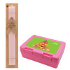 Easter Set, children's snack container PINK & scented flat Easter candle (30cm) (PINK)