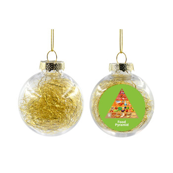 Food pyramid chart, Χριστουγεννιάτικη μπάλα δένδρου διάφανη με χρυσό γέμισμα 8cm