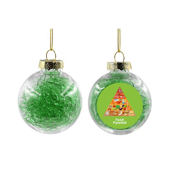 Food pyramid chart, Transparent Christmas tree ball ornament with green filling 8cm