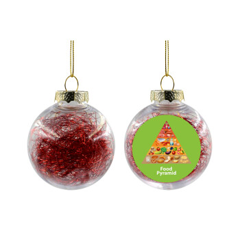 Food pyramid chart, Χριστουγεννιάτικη μπάλα δένδρου διάφανη με κόκκινο γέμισμα 8cm