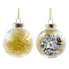 Transparent Christmas tree ball ornament with gold filling 8cm