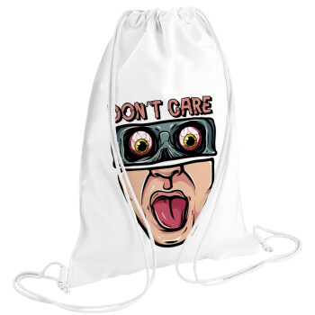 Don't Care, Backpack pouch GYMBAG white (28x40cm)