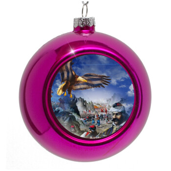 25η Μαρτίου 1821 Εθνική Επέτειος, Purple Christmas tree ornament bauble 8cm