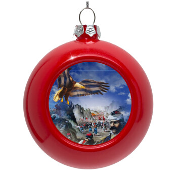 25η Μαρτίου 1821 Εθνική Επέτειος, Red Christmas tree ornament bauble 8cm