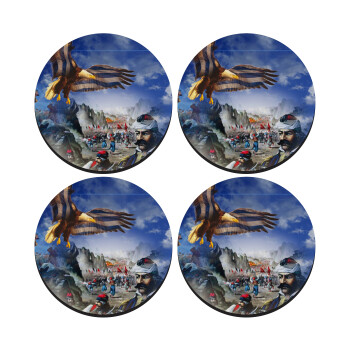 25η Μαρτίου 1821 Εθνική Επέτειος, SET of 4 round wooden coasters (9cm)