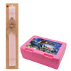 Easter Set, children's snack container PINK & scented flat Easter candle (30cm) (PINK)