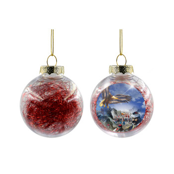 25η Μαρτίου 1821 Εθνική Επέτειος, Transparent Christmas tree ball ornament with red filling 8cm