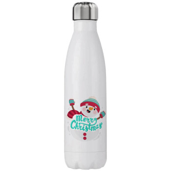 Merry Christmas snowman, Stainless steel, double-walled, 750ml
