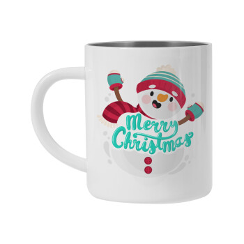 Merry Christmas snowman, Mug Stainless steel double wall 450ml