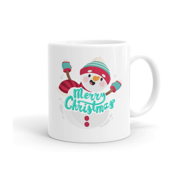 Merry Christmas snowman, Ceramic coffee mug, 330ml (1pcs)