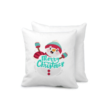 Merry Christmas snowman, Sofa cushion 40x40cm includes filling