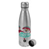 Metallic water bottle, stainless steel, 750ml