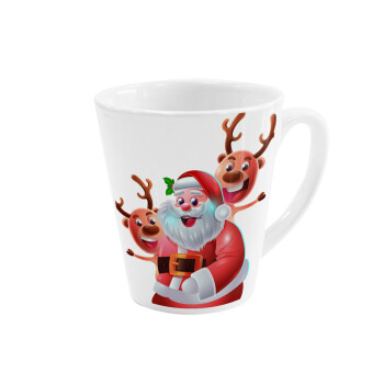 Santa Claus & Deers, Κούπα κωνική Latte Λευκή, κεραμική, 300ml
