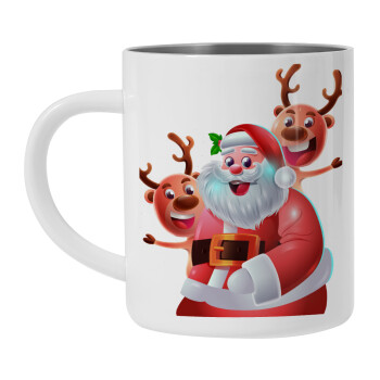 Santa Claus & Deers, Mug Stainless steel double wall 450ml