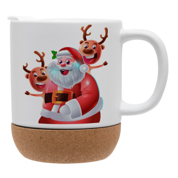 Santa Claus & Deers, Ceramic coffee mug Cork (MAT), 330ml (1pcs)