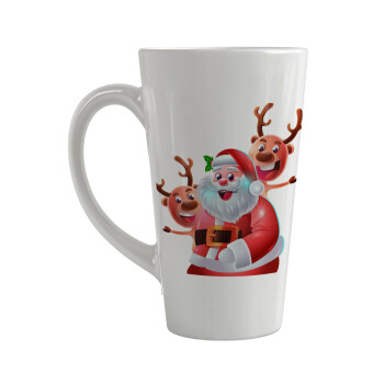 Santa Claus & Deers, Κούπα κωνική Latte Μεγάλη, κεραμική, 450ml