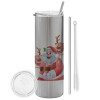 Eco friendly stainless steel Silver tumbler 600ml, with metal straw & cleaning brush