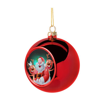 Santa Claus & Deers, Christmas tree ball Red 8cm