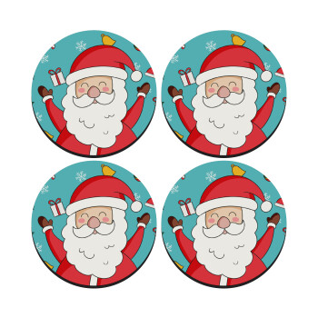 Santa Claus gifts, ΣΕΤ 4 Σουβέρ ξύλινα στρογγυλά (9cm)