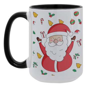 Santa Claus gifts, Κούπα Mega 15oz, κεραμική Μαύρη, 450ml