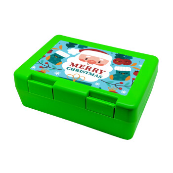 Άι Βασίλης, Children's cookie container GREEN 185x128x65mm (BPA free plastic)