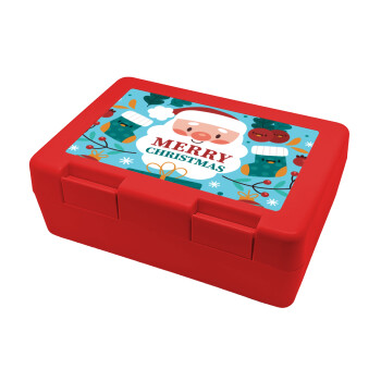 Άι Βασίλης, Children's cookie container RED 185x128x65mm (BPA free plastic)