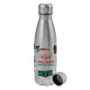 Metallic water bottle, stainless steel, 750ml