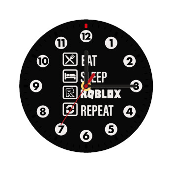 Eat, Sleep, Roblox, Repeat, Wooden wall clock (20cm)