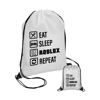 Eat, Sleep, Roblox, Repeat, Τσάντα πουγκί με μαύρα κορδόνια (1 τεμάχιο)