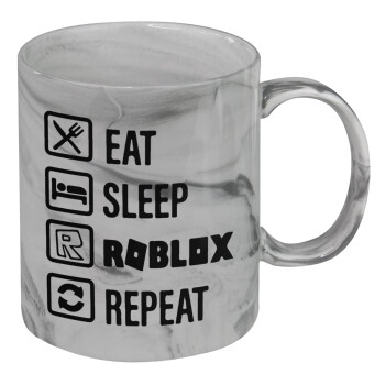 Eat, Sleep, Roblox, Repeat, Κούπα κεραμική, marble style (μάρμαρο), 330ml