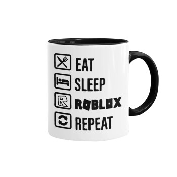 Eat, Sleep, Roblox, Repeat, Mug colored black, ceramic, 330ml