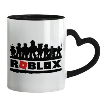 Roblox team, Κούπα καρδιά χερούλι μαύρη, κεραμική, 330ml