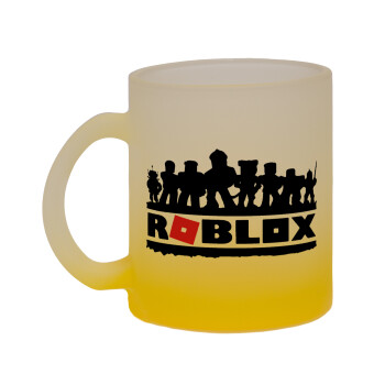 Roblox team, Κούπα γυάλινη δίχρωμη με βάση το κίτρινο ματ, 330ml