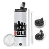 Travel Tumbler 2 Lids, with metal straw & cleaning brush (Stainless steel 304 Food grade, BPA free, 600ml)