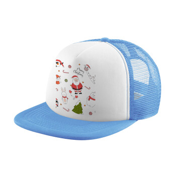 Άι Βασίλης μοτίβο, Child's Soft Trucker Hat with Blue/White Mesh (POLYESTER, CHILD, ONE SIZE)