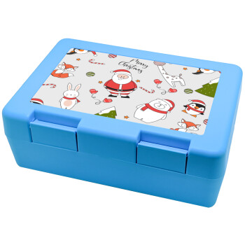 Άι Βασίλης μοτίβο, Children's cookie container LIGHT BLUE 185x128x65mm (BPA free plastic)