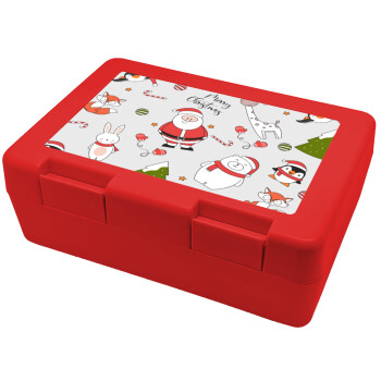 Άι Βασίλης μοτίβο, Children's cookie container RED 185x128x65mm (BPA free plastic)