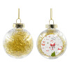 Transparent Christmas tree ball ornament with gold filling 8cm