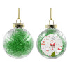 Transparent Christmas tree ball ornament with green filling 8cm