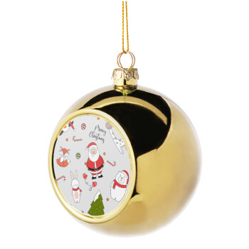 Άι Βασίλης μοτίβο, Golden Christmas tree ball ornament 8cm