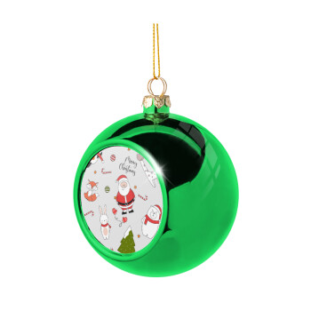 Άι Βασίλης μοτίβο, Χριστουγεννιάτικη μπάλα δένδρου Πράσινη 8cm