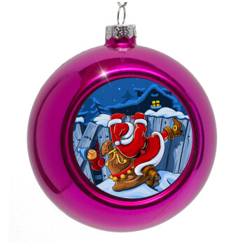 Santa Night, Purple Christmas tree ornament bauble 8cm