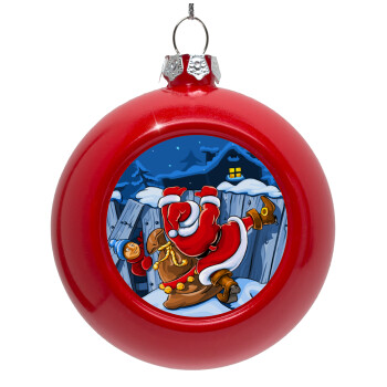 Santa Night, Red Christmas tree ornament bauble 8cm