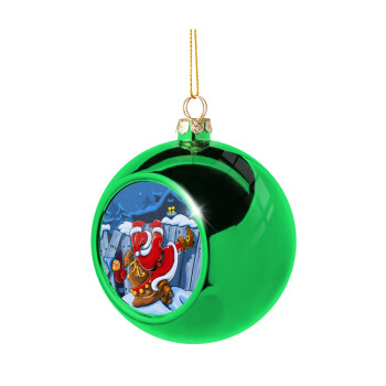 Santa Night, Green Christmas tree ornament ball 8cm