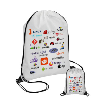 Tech logos, Pouch bag with black cords (1 piece)