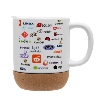 Tech logos, Ceramic coffee mug Cork (MAT), 330ml (1pcs)