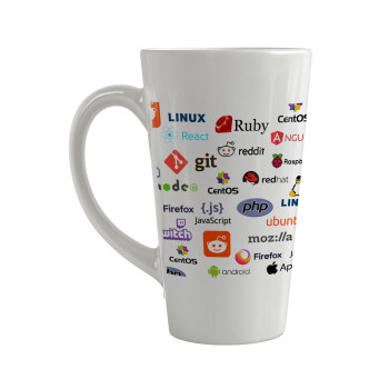 Tech logos, Κούπα κωνική Latte Μεγάλη, κεραμική, 450ml